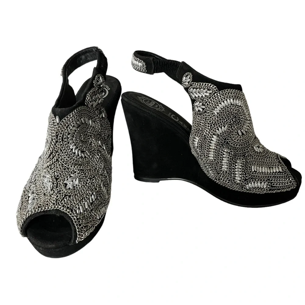 ibiza JEFFREY CAMPBELL HANDMADE SHOES BEADED WEDGE GORGEOUS 7